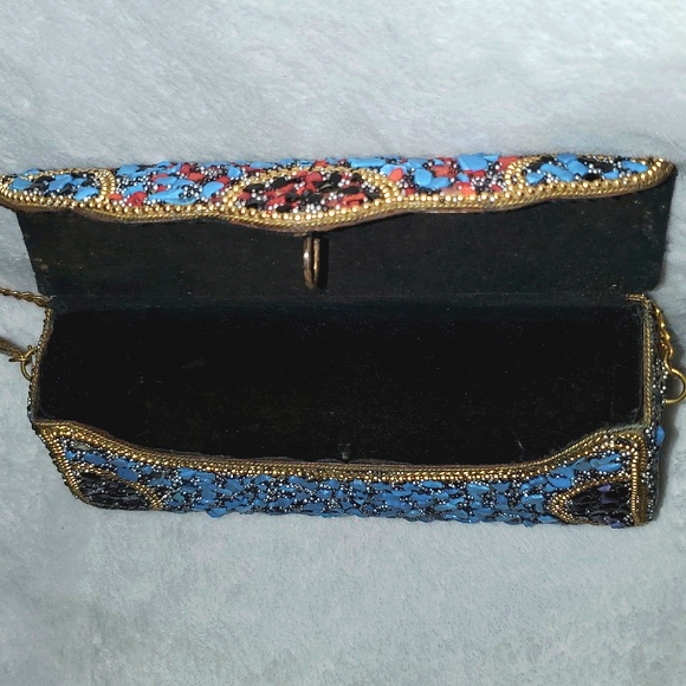 Mosaic Patterned Clutch with Chain Strap - Picture 8 of 12